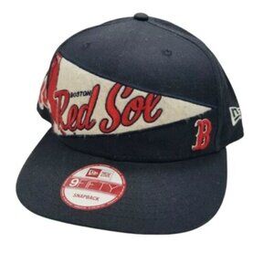 Boston Red Sox Snap Back Pennant Hat 6 Panel Cotton Blue Red.